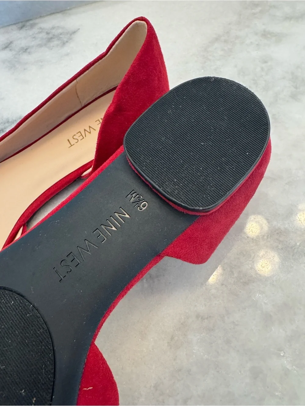 Nine West Red Suede Pointed-Toe D'Orsay Flats